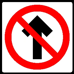 Driving straight ahead prohibited.