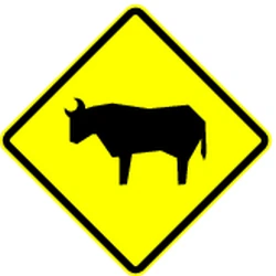 Warning for cattle on the road.