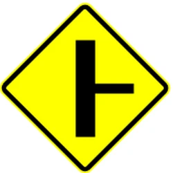 Warning for a crossroad with side road on the right.