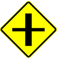 Warning for a crossroad side roads on the left and right.