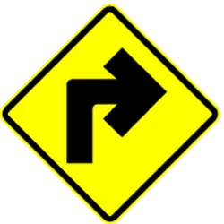 Warning for a sharp curve to the right.