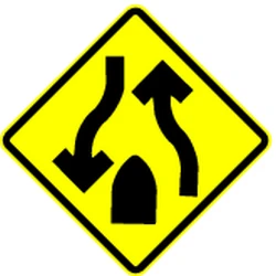 Warning for the end of a divided road.