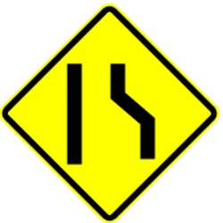 Warning for a road narrowing on the right.