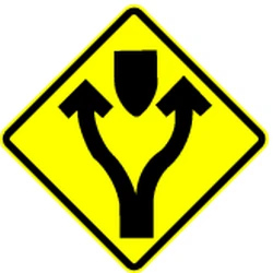 Warning for an obstacle, pass either side.