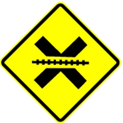 Warning for a railroad crossing without barriers.