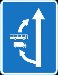 Detour for vehicles that are not allowed to pass.