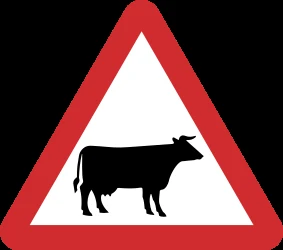Warning for cattle on the road.