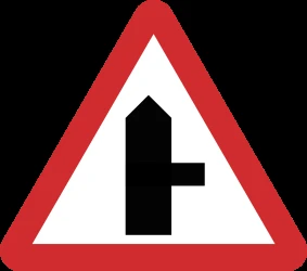 Warning for a crossroad with side road on the right.