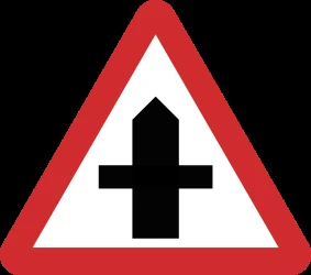 Warning for a crossroad side roads on the left and right.
