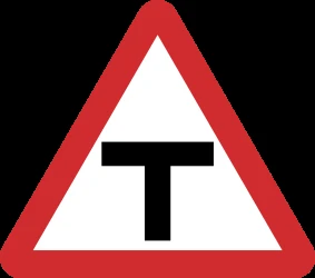 Warning for an uncontrolled T-crossroad.