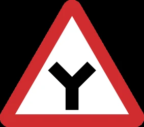Warning for an uncontrolled Y-crossroad.