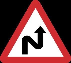 Warning for a double curve, first right then left.