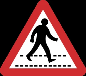 Warning for a crossing for pedestrians.