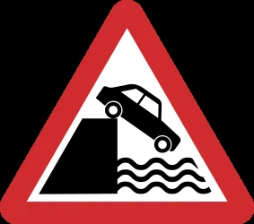 Warning for a quayside or riverbank.