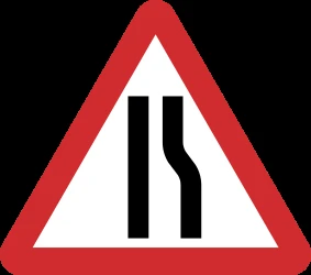 Warning for a road narrowing on the right.