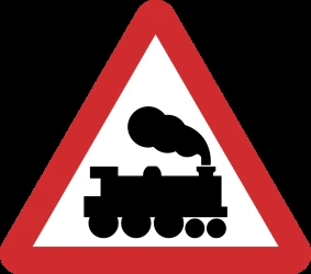 Warning for a railroad crossing without barriers.
