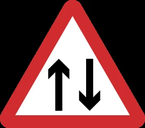 Warning for a road with two-way traffic.