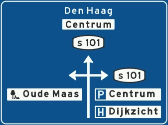 Information about the directions of the crossroad.