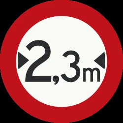 Vehicles wider than indicated prohibited.