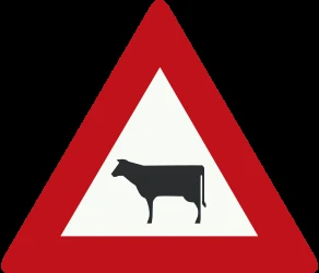 Warning for cattle on the road.