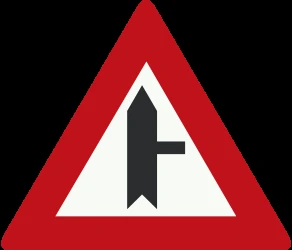 Warning for a crossroad with side road on the right.