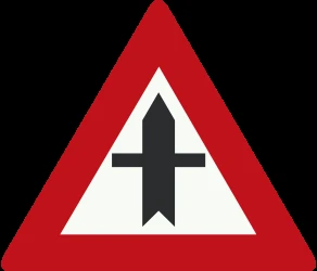 Warning for a crossroad side roads on the left and right.