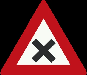 Warning for an uncontrolled crossroad.