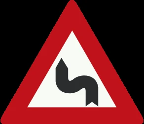 Warning for a double curve, first left then right.