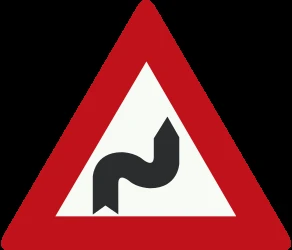 Warning for a double curve, first right then left.