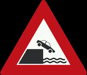 Warning for a quayside or riverbank.