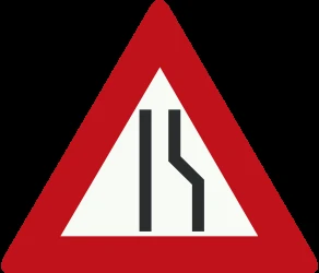 Warning for a road narrowing on the right.