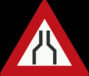 Warning for a road narrowing.