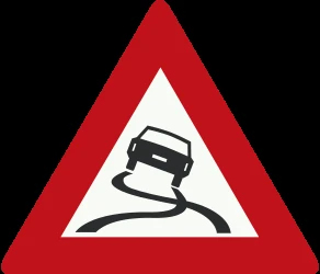Warning for a slippery road surface.