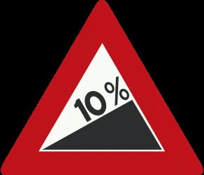 Warning for a steep ascent.