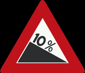 Warning for a steep descent.