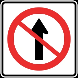 Driving straight ahead prohibited.