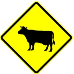 Warning for cattle on the road.