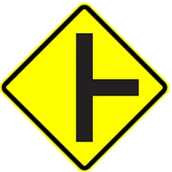 Warning for an uncontrolled crossroad with a road from the right.