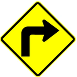 Warning for a sharp curve to the right.