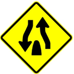 Warning for the end of a divided road.