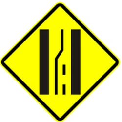 Warning for a road narrowing on the left.