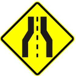 Warning for a road narrowing.