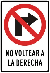 Turning right prohibited.