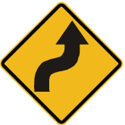 Warning for a double curve, first right then left.