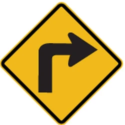Warning for a sharp curve to the right.