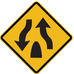 Warning for the end of a divided road.