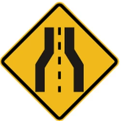 Warning for a road narrowing.
