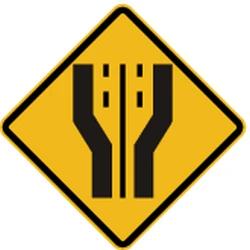 Warning for a road widening.