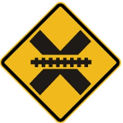 Warning for a railroad crossing without barriers.