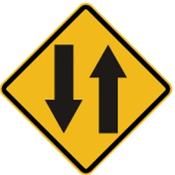 Warning for a road with two-way traffic.